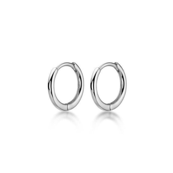 Plain silver small hoop earrings-Silver 9mm-SH001 - Picture 5 of 8